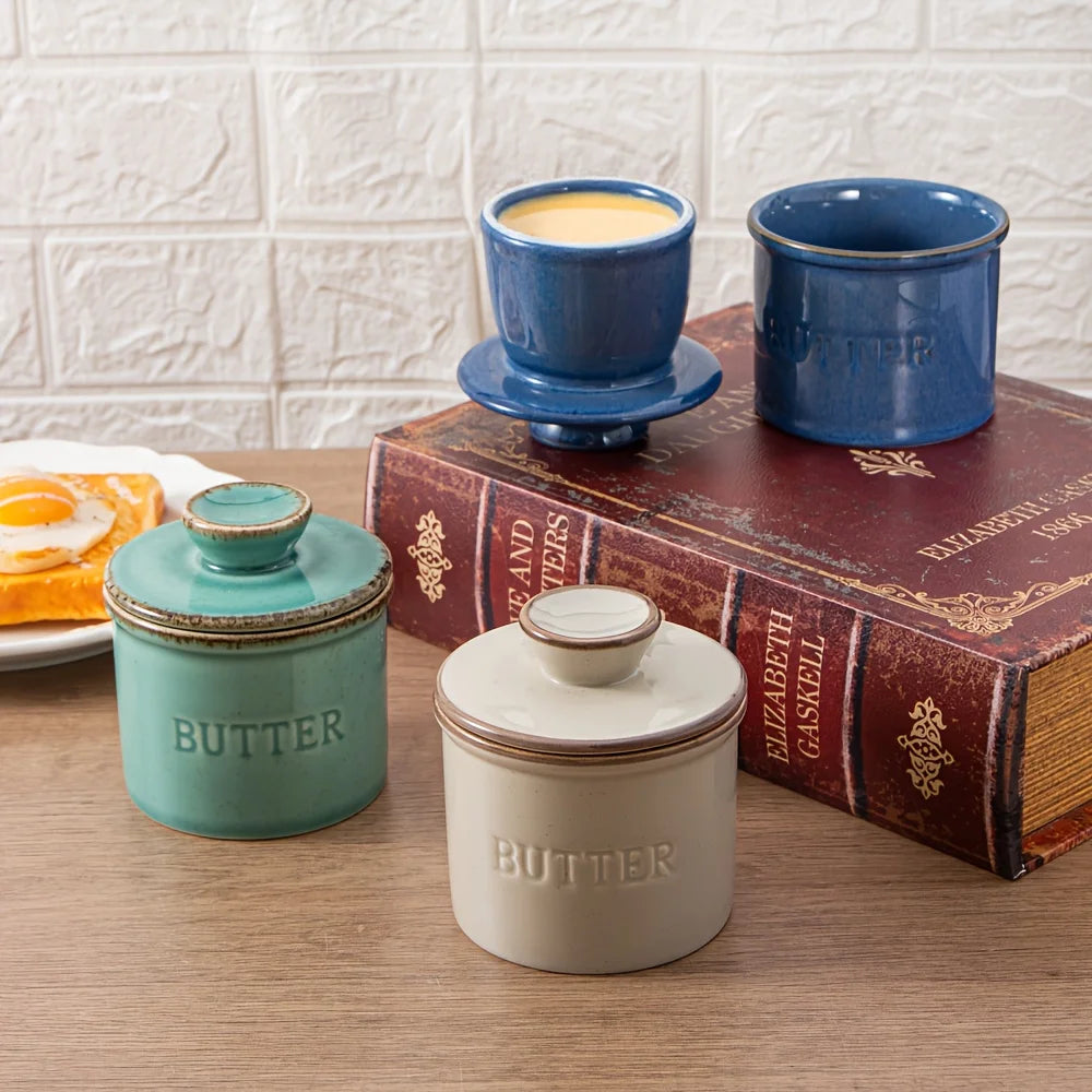 Burro butter keeper with breakfast