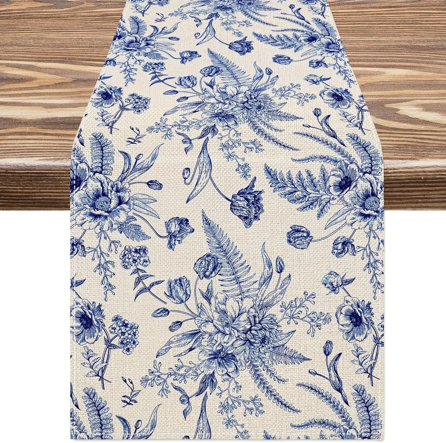 Capodimonte blue floral table runner