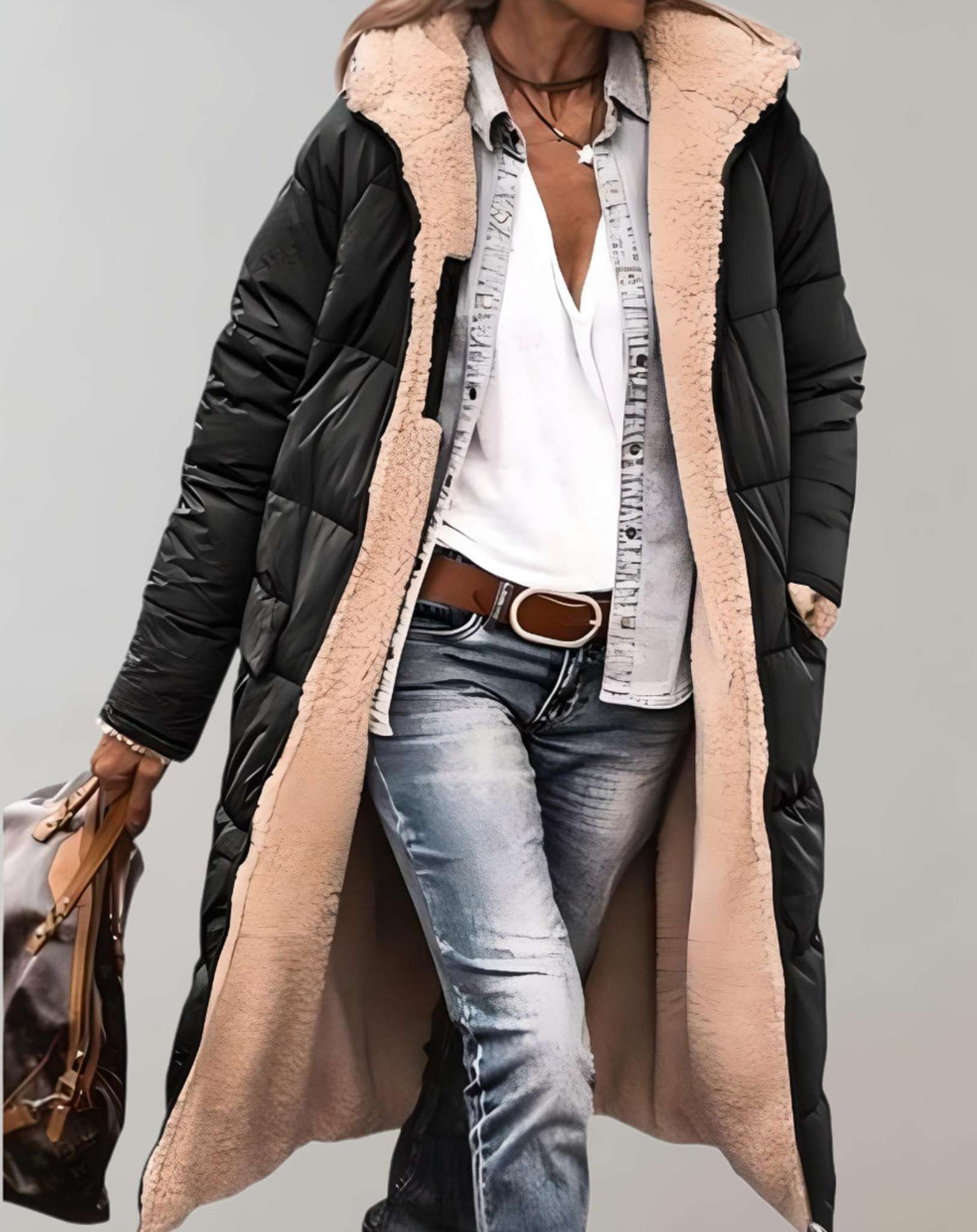 Women's winter quilted coat, alternate view