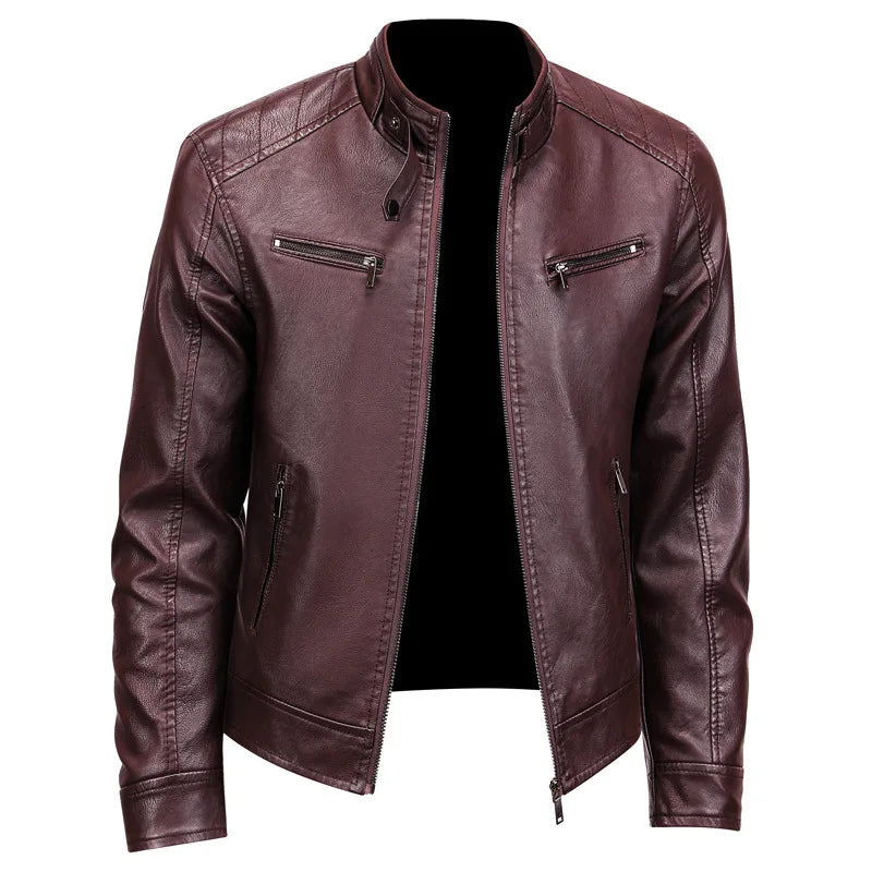 Elia men's elegant leather jacket, view 4