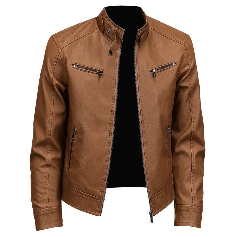 Elia men's elegant leather jacket, view 5