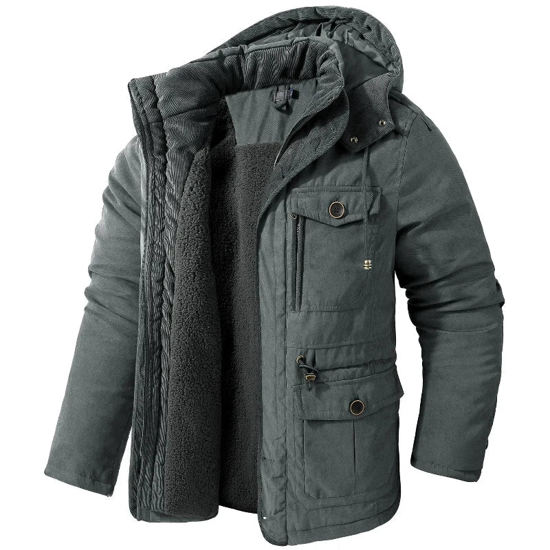 Carter men's parka jacket with adjustable cuffs and secure pockets