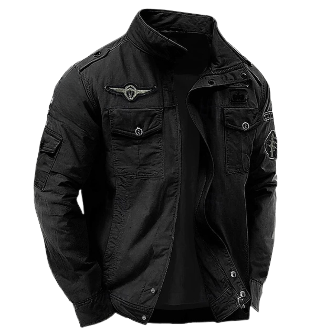 Carter men's structured military jacket in Black