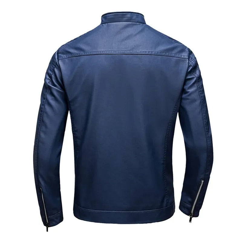 Stand men's leather jacket, additional view