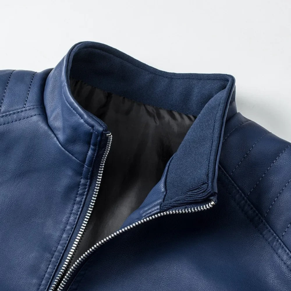 Stand men's leather jacket, view 4
