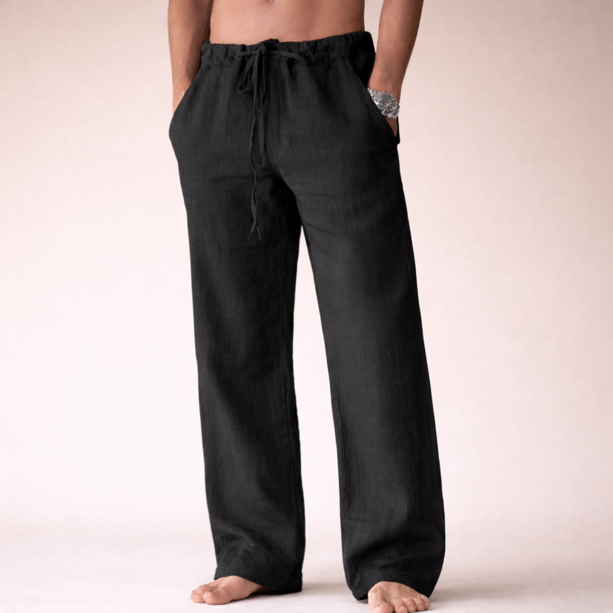 Men's casual linen pants in a relaxed fit, view 4
