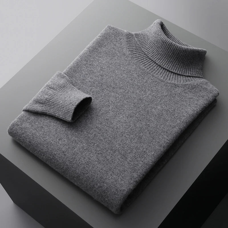 Monaco men's wool turtleneck sweater, view 4