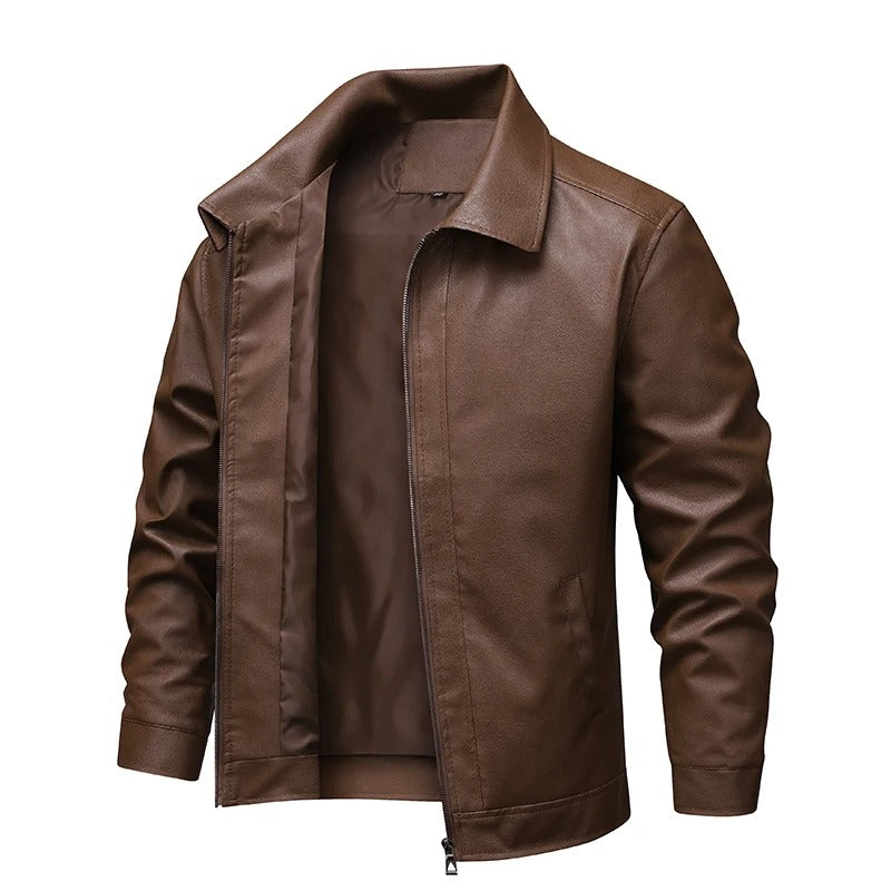 Biker men's vintage leather jacket, alternate view