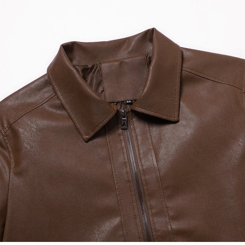 Biker men's vintage leather jacket, view 4
