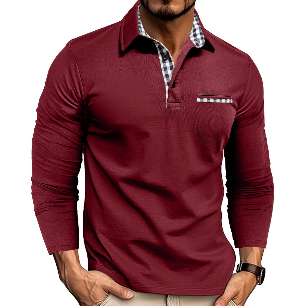Christian men's long sleeve polo, alternate view