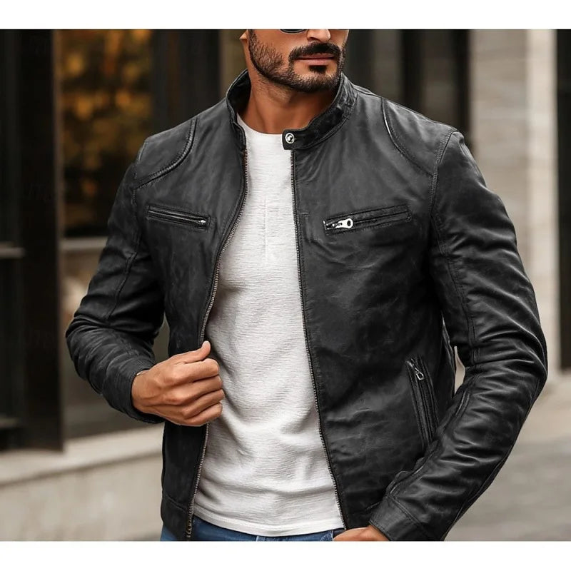 Riccardo men's leather jacket, alternate view