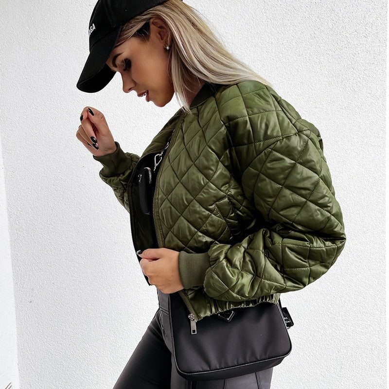 Women's quilted bomber shorts, alternate view