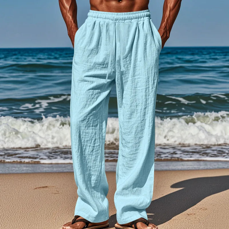 Men's comfortable linen pants, alternate view