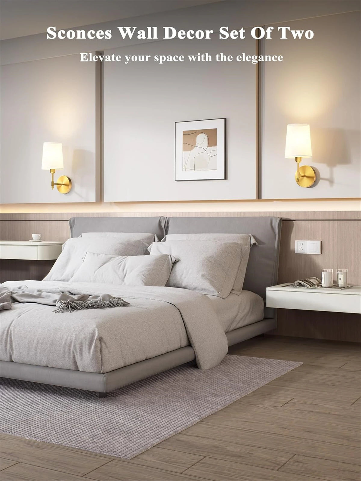 Como sconces beside a bed
