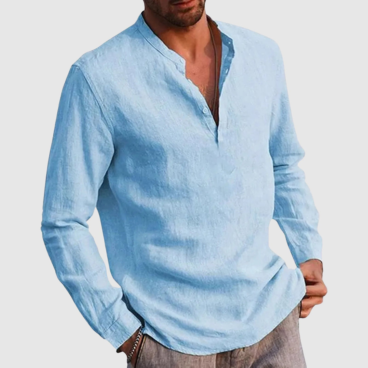 Davide men's linen shirt, view 4