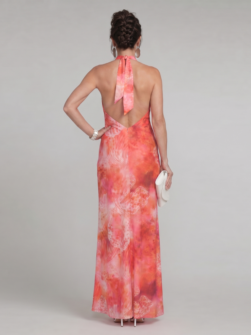 Coraline Halter Neck Printed Pattern Maxi Dress – women's dresses, view 4