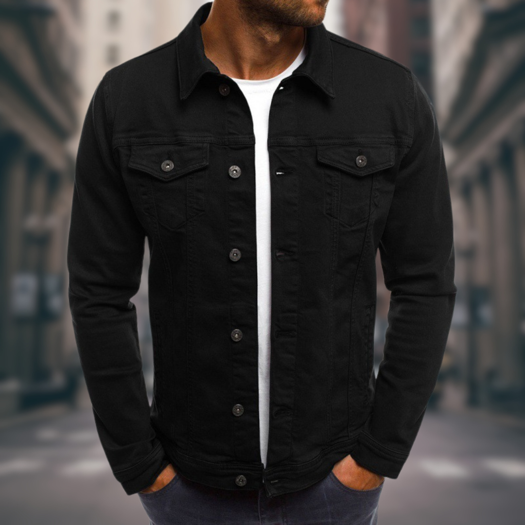 Paris men's denim jacket, alternate view