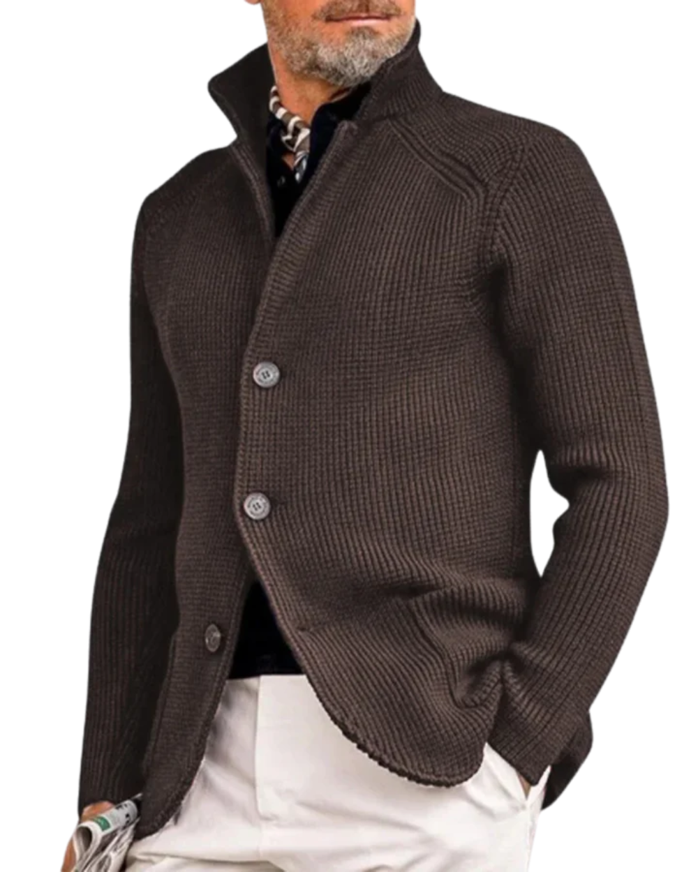 Men's knit cardigan, additional view