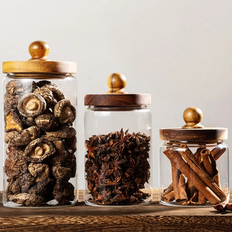 Credenza jars with spices