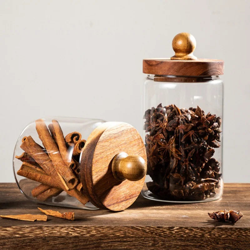 Credenza jars on a kitchen counter