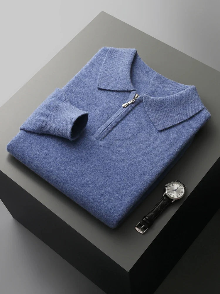 Men's elegant cashmere polo shirt, alternate view
