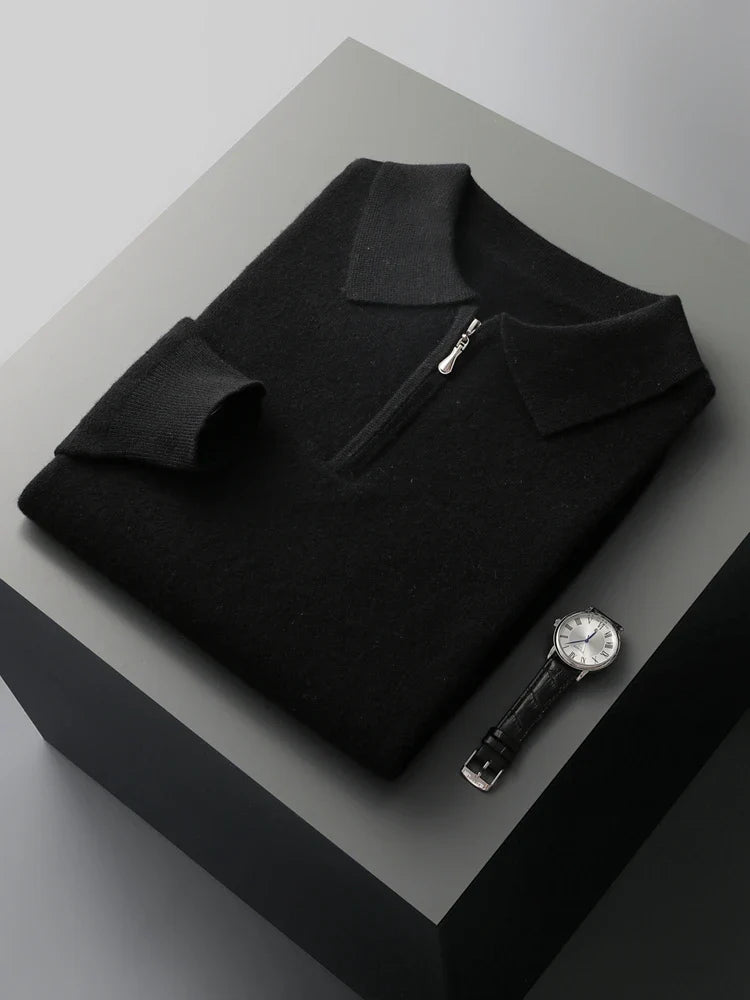 Men's elegant cashmere polo shirt, additional view