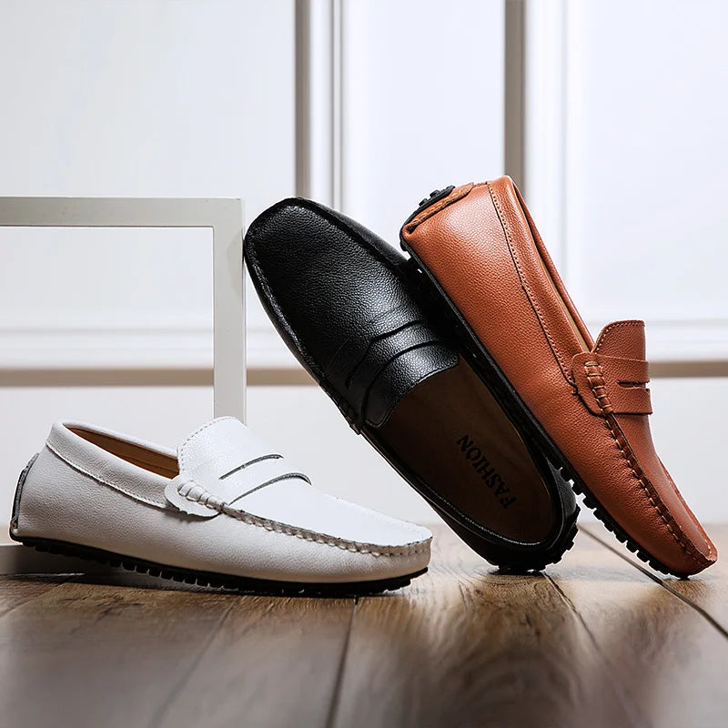 Men's leather summer loafers, view 4