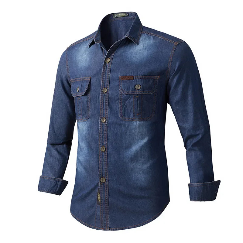 Dante men's elegant denim shirt, alternate view