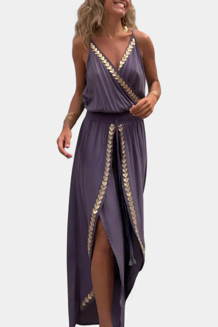 Donatila Backless Jumpsuit Featuring Elegant Gold Accents – women's jumpsuits, view 4