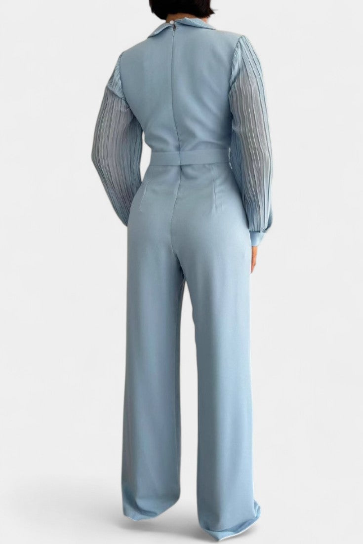 Dénéa Elegant Jumpsuit with Tailored Collar and Ruffled Accents – women's jumpsuits, view 2