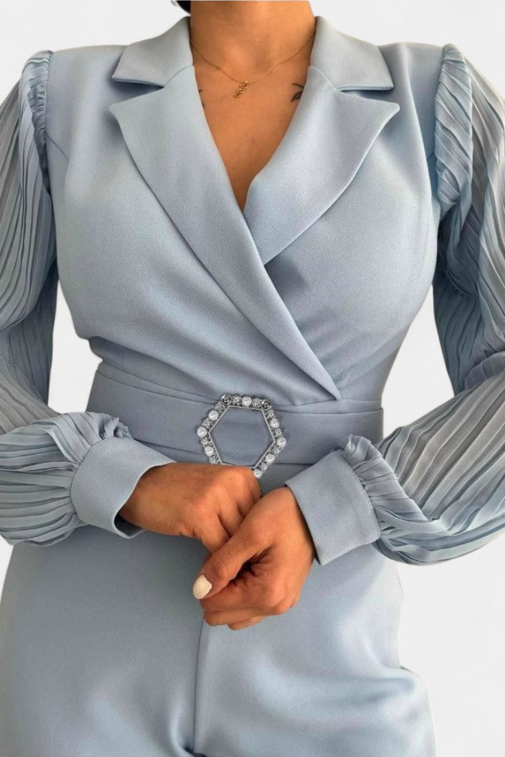 Dénéa Elegant Jumpsuit with Tailored Collar and Ruffled Accents – women's jumpsuits, view 3