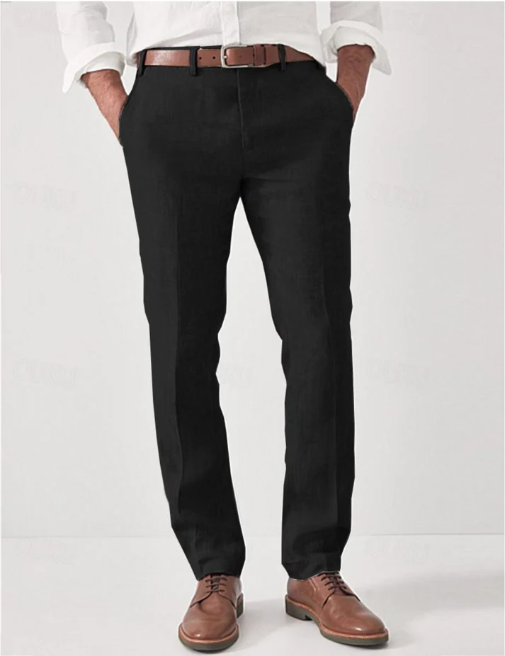 Men's elegant linen dress pants, view 4