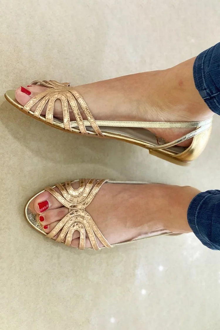 Eleonora Lightweight Golden Sandals for Summer, view 2