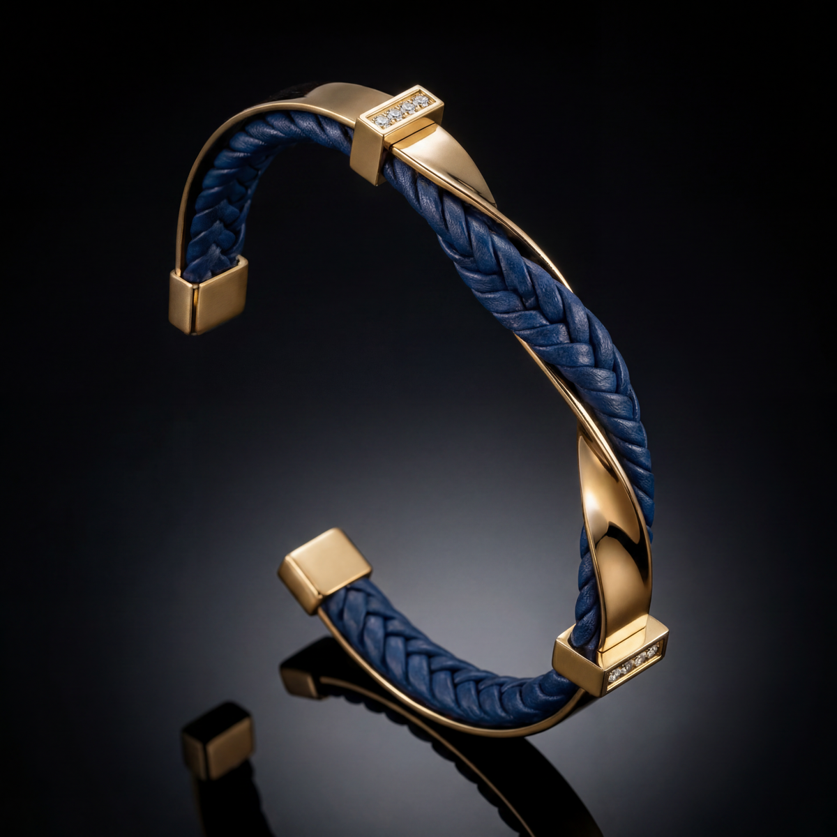 Enzo Braided Cuff Bracelet in Blue & Gold