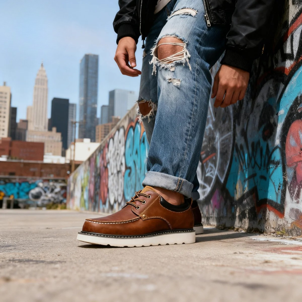 Men's retro leather shoes, view 4