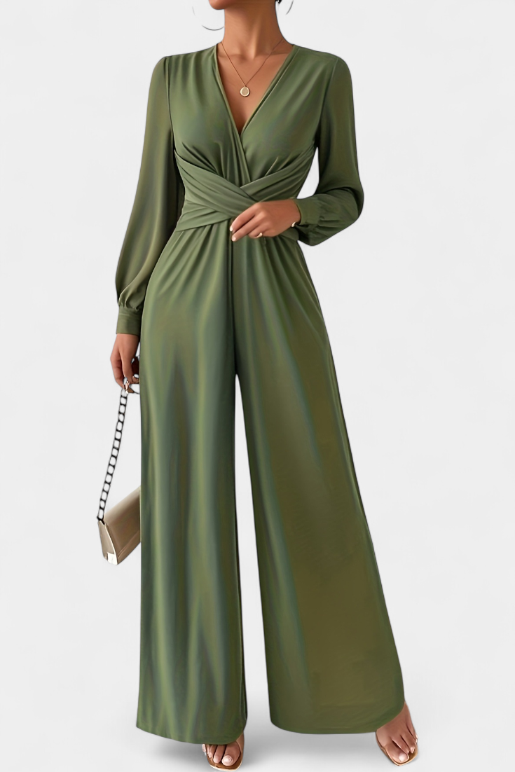 Eudora Chic V Neck Tailored Jumpsuit – women's jumpsuits, view 2