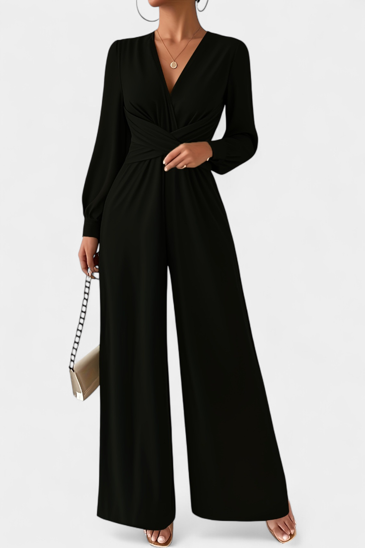 Eudora Chic V Neck Tailored Jumpsuit – women's jumpsuits, view 4
