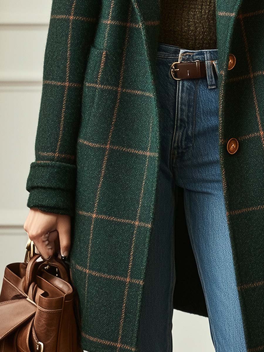 Evelyn women's plaid wool coat, alternate view