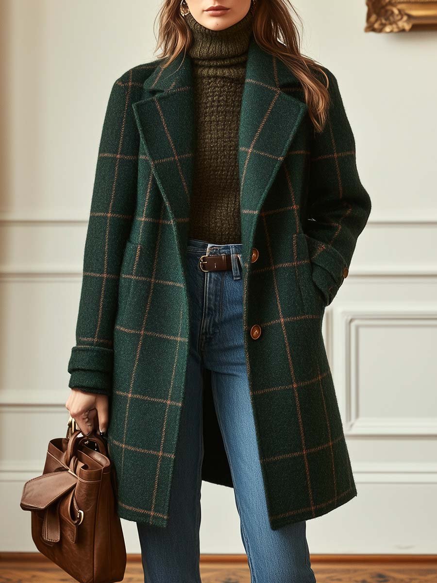 Evelyn Classic Plaid Wool Coat – women's jackets, view 4