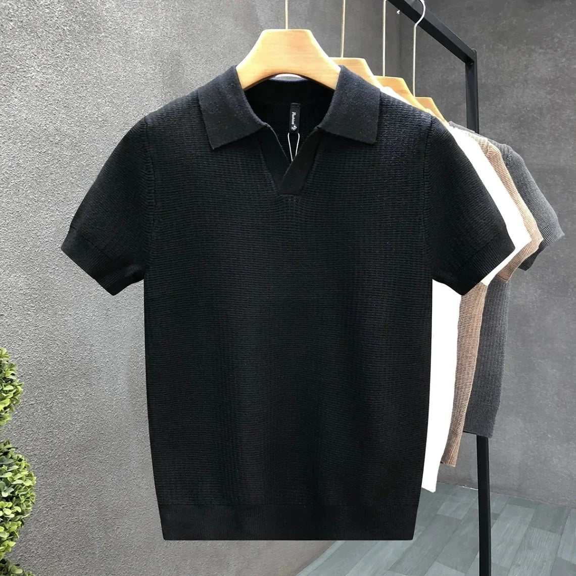 Men's breathable knitted polo shirt, additional view