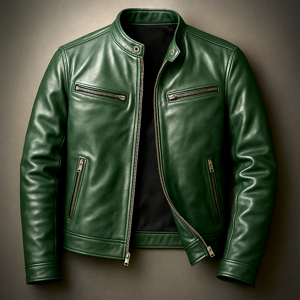 Vittorio men's vintage leather jacket, additional view