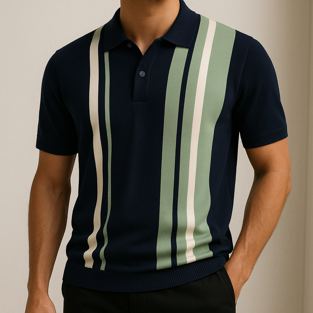 Men's knit polo shirt, alternate view