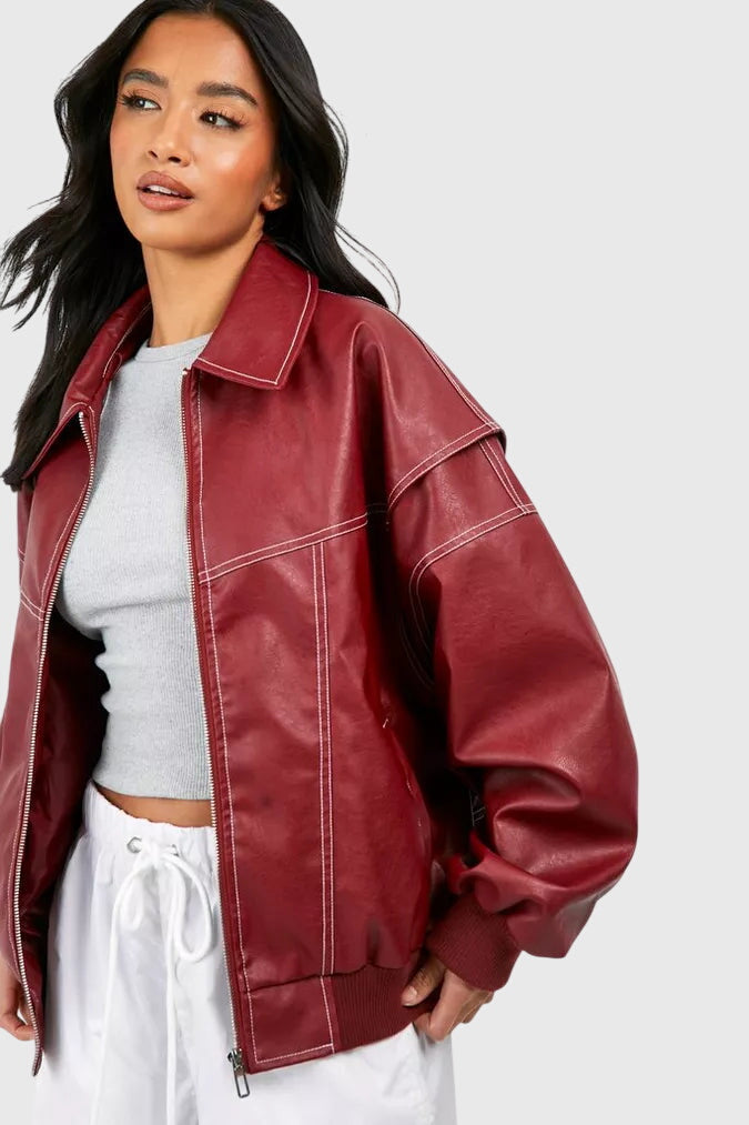 Faye Oversized Leather Jacket – women's jackets, view 3