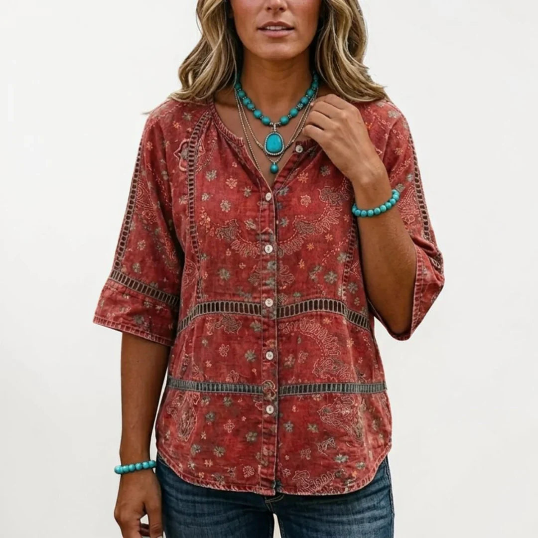 Fellie women's vintage blouse, alternate view