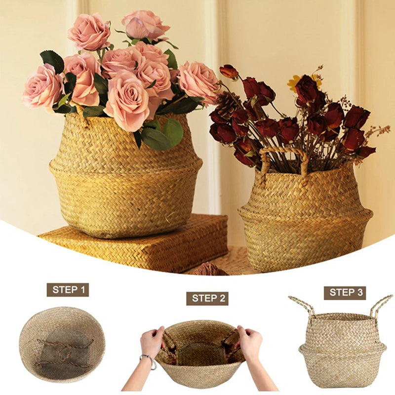 Fienile basket with pink flowers
