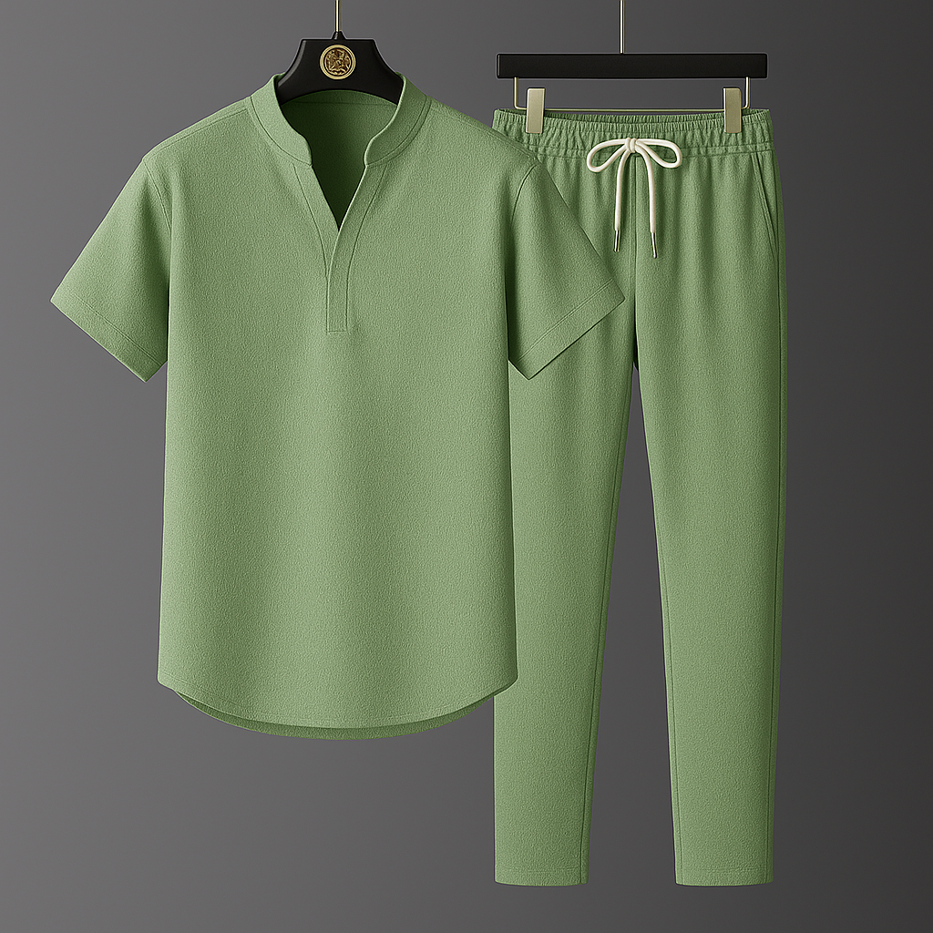 Men's elegant linen two-piece set, alternate view