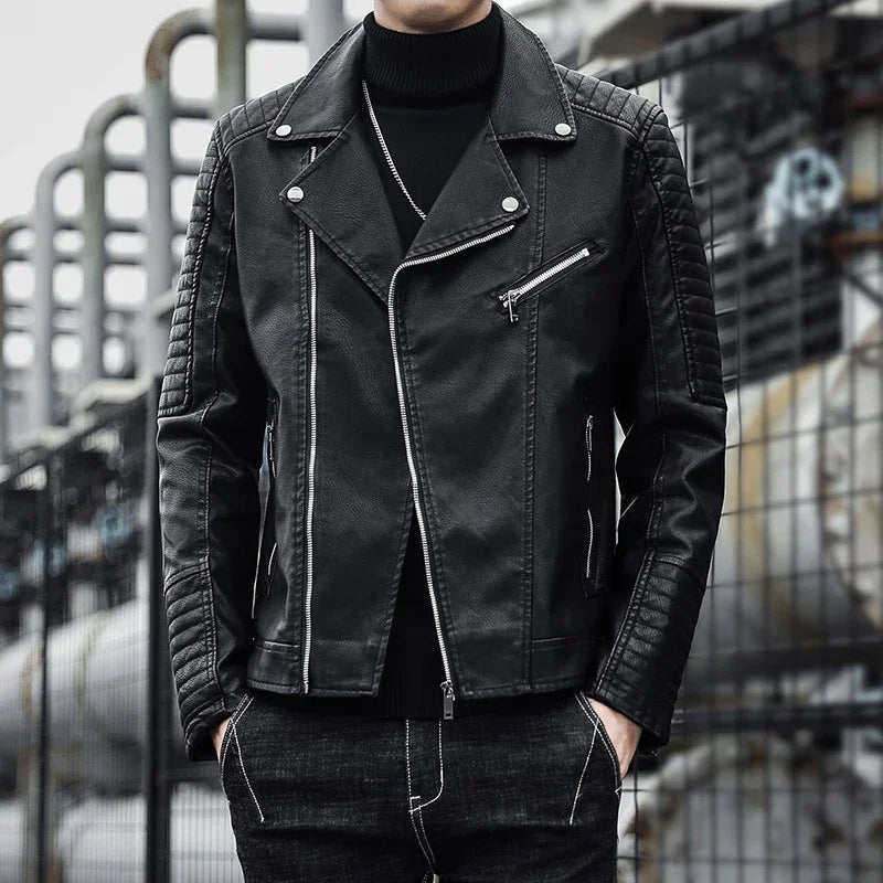 Men's elegant leather jacket, alternate view