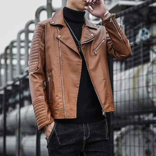 Men's elegant leather jacket, view 6