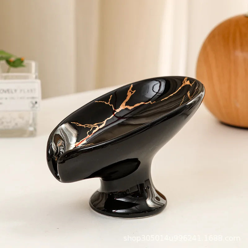 Foglia black soap dish