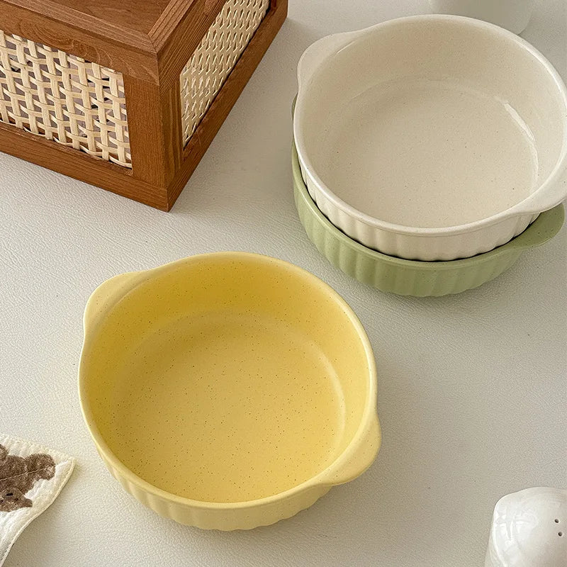Forno ribbed ceramic bowls in pastel colors